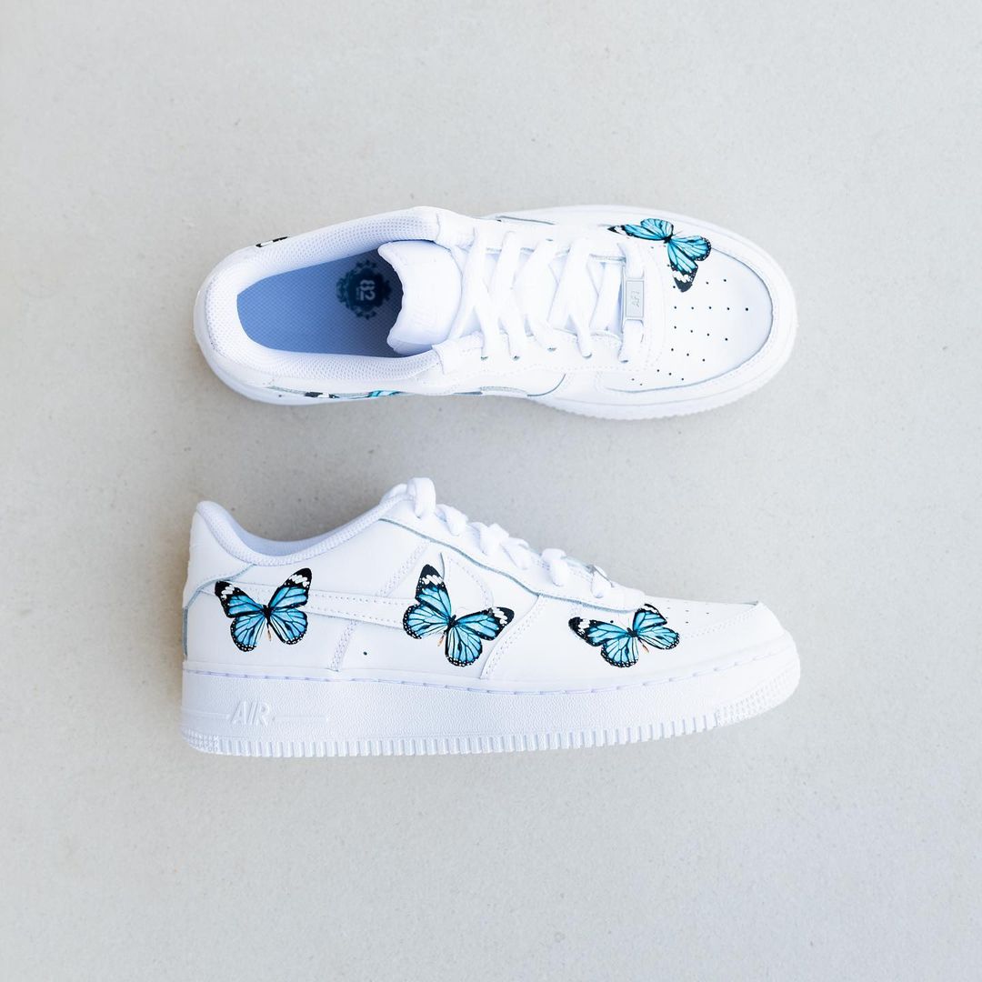 blue hd clear butterfly air force 1