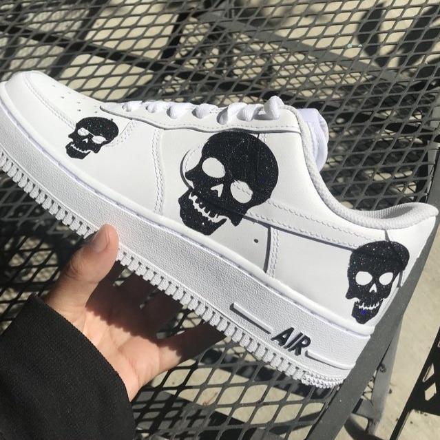 Custom Air Force 1 Black Holo Skull â oicustom