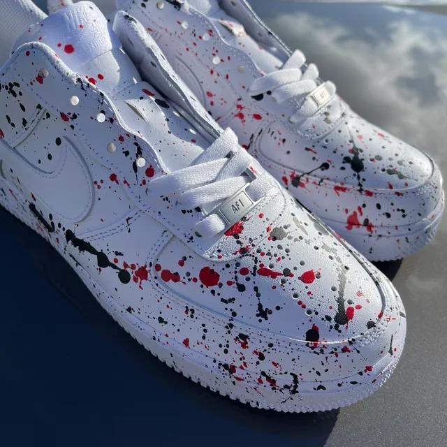 Custom Air Force 1 Black Red Splash â oicustom