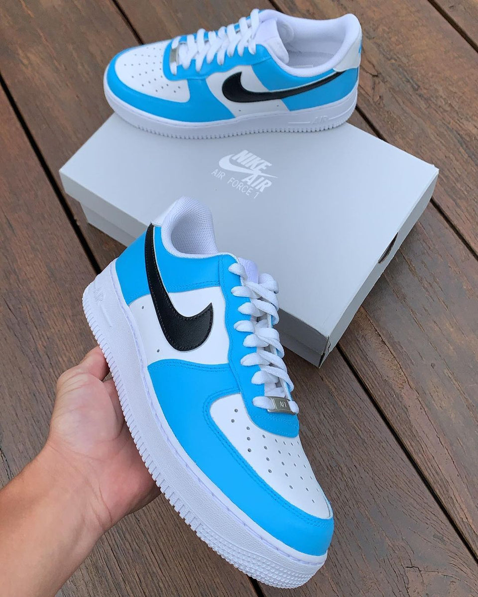 Custom Air Force 1 Blue Black Swoosh â oicustom