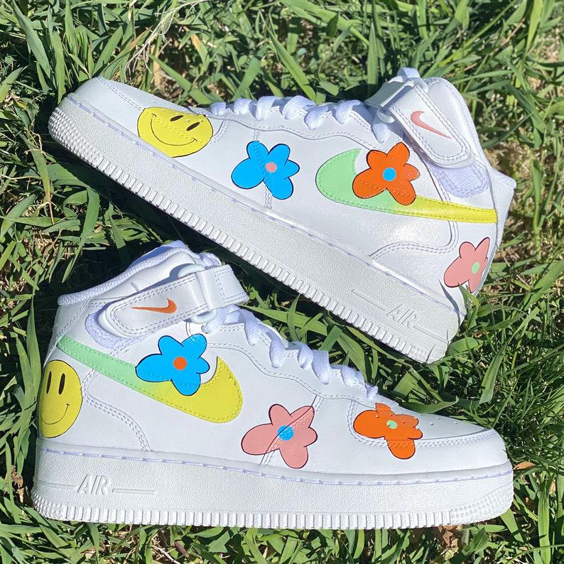 smiley face air force 1s