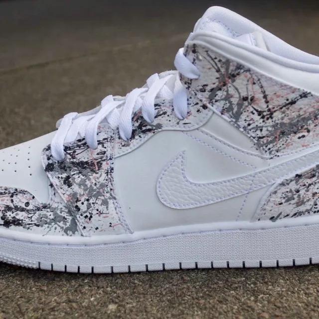 Custom Air Jordan 1 Pink Grey Splatter – oicustom display picture 2