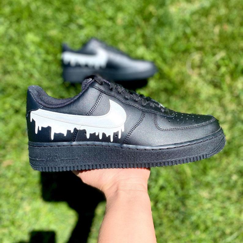 Custom Black and White Nike Drip Air Force Ones – oicustom