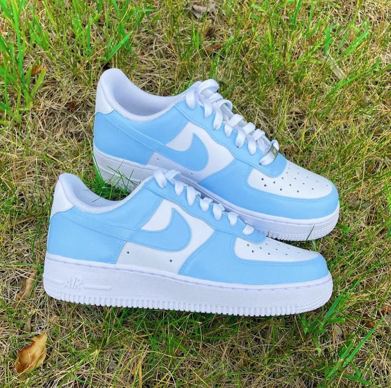 Custom Nike Air Force Colorblock Baby Blue