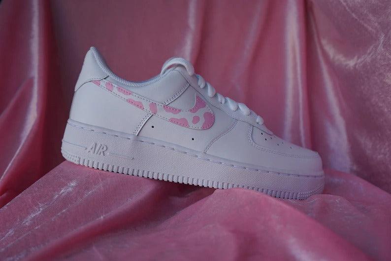 Custom Nike Air Force Cow Print Pink