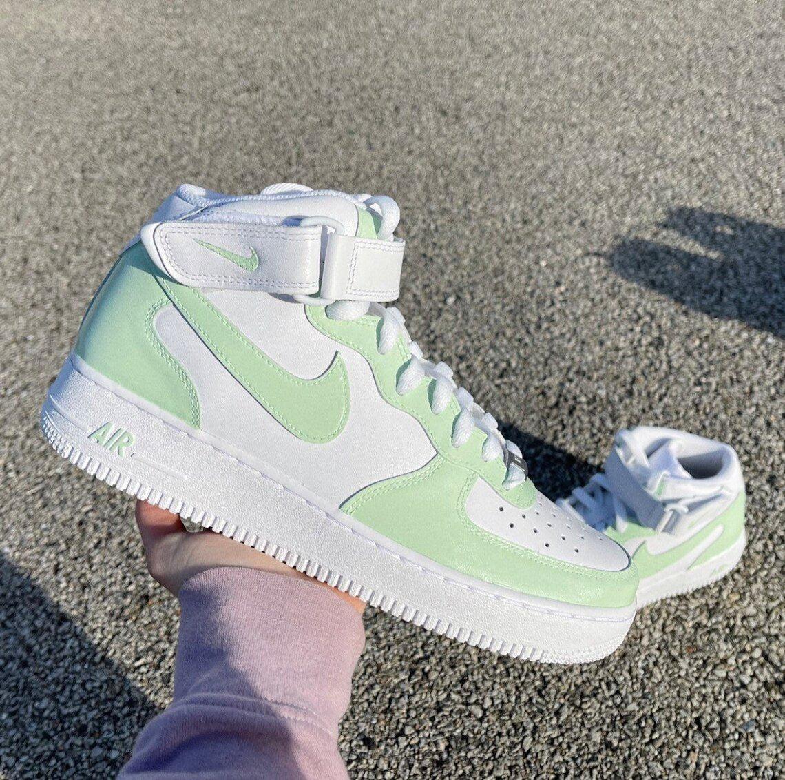 sage green nike high tops