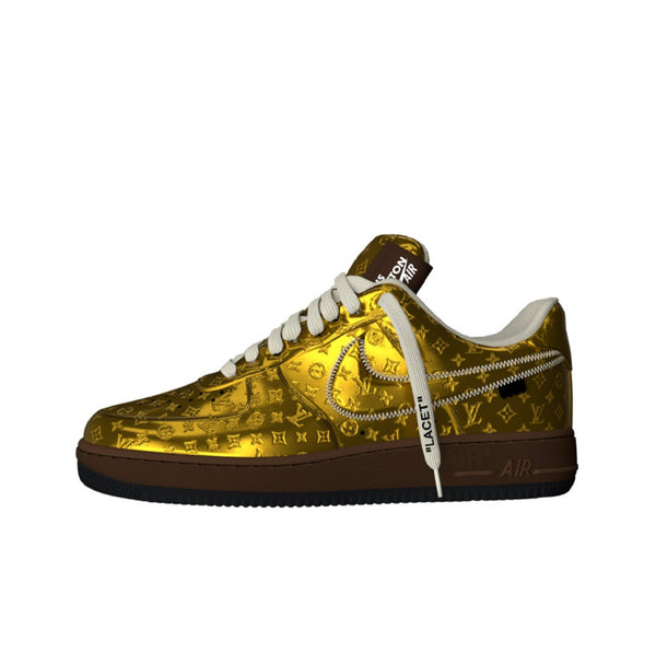 Logo Print Air Force 1 low Metallic Gold-oicustom