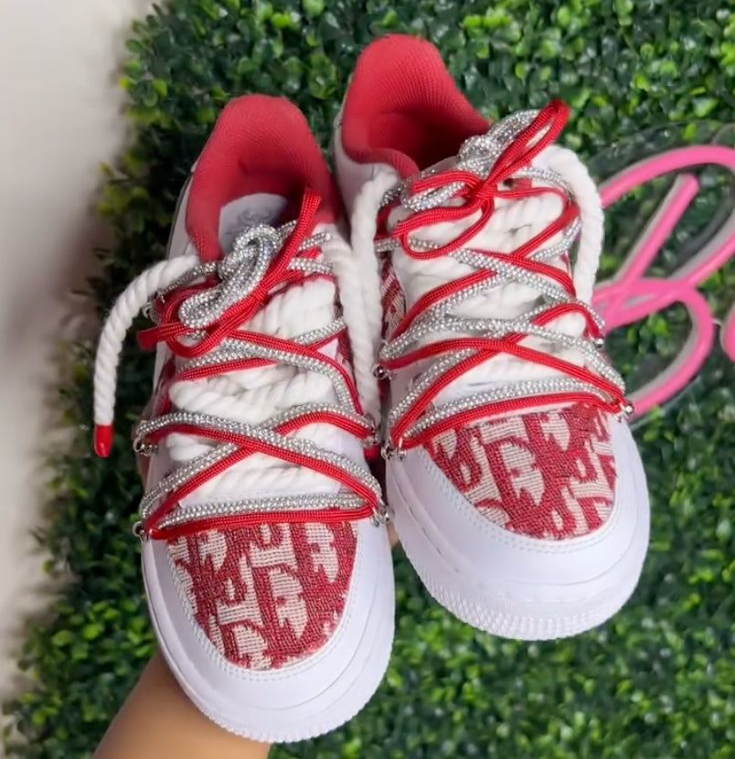 Red Hand Painted Custom Air Force 1 Sneakers