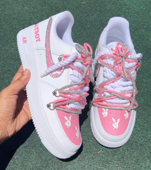 Hand Painted Pink Rhinestone Custom Air Force 1 Sneakers-oicustom