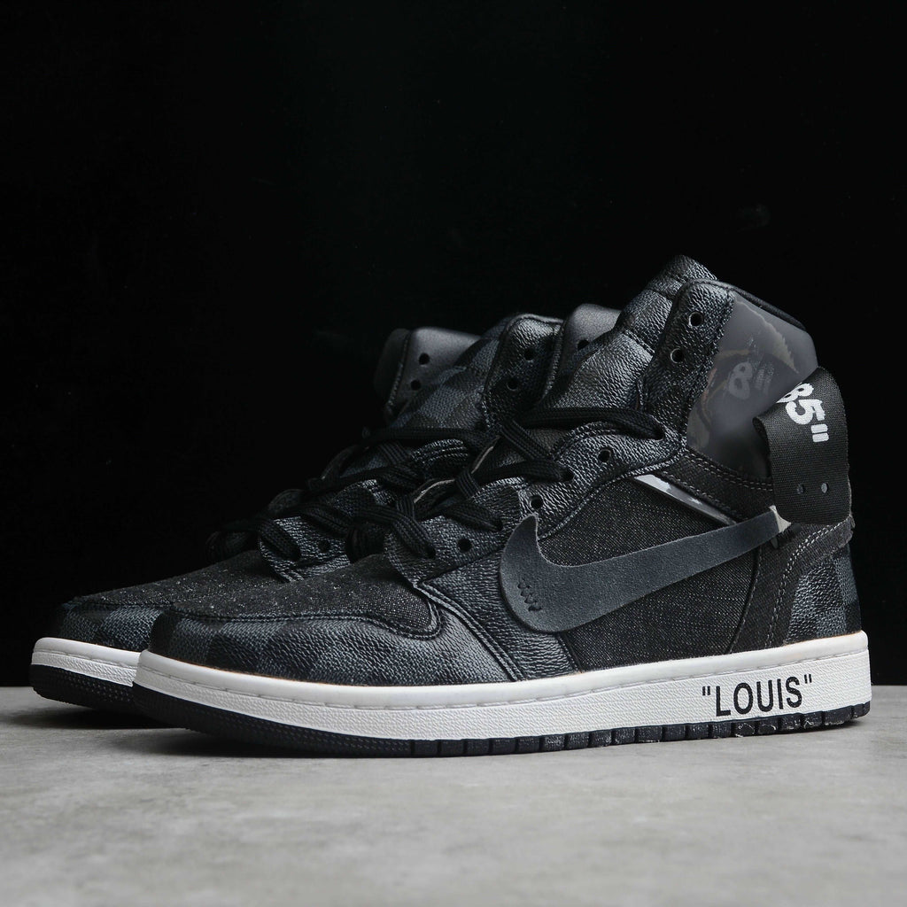 Custom Air Jordan 1 BLACK OFF-LOUIS LV-oicustom