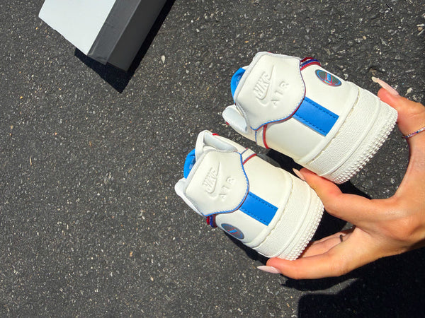 Hand Painted Red Blue Rhinestone Custom Air Force 1-oicustom