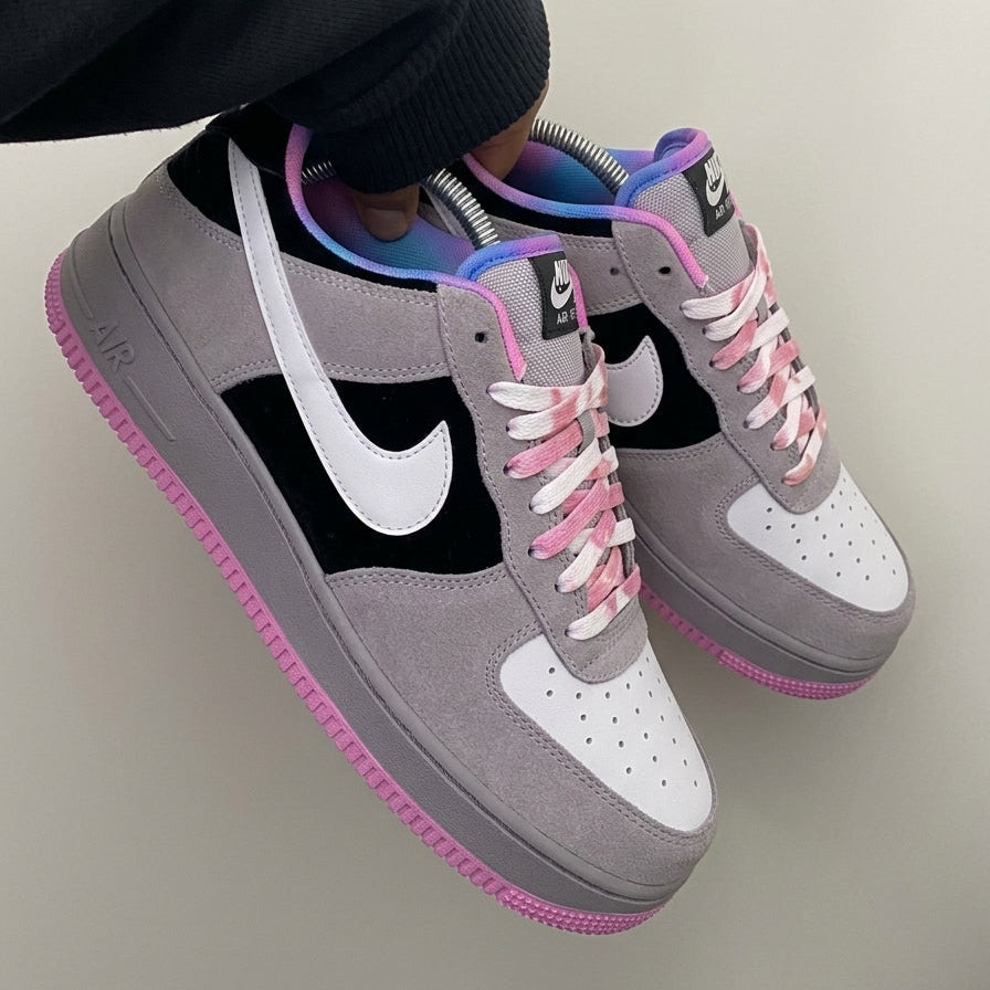 Custom AF 1s Shoes Grey Purple Black