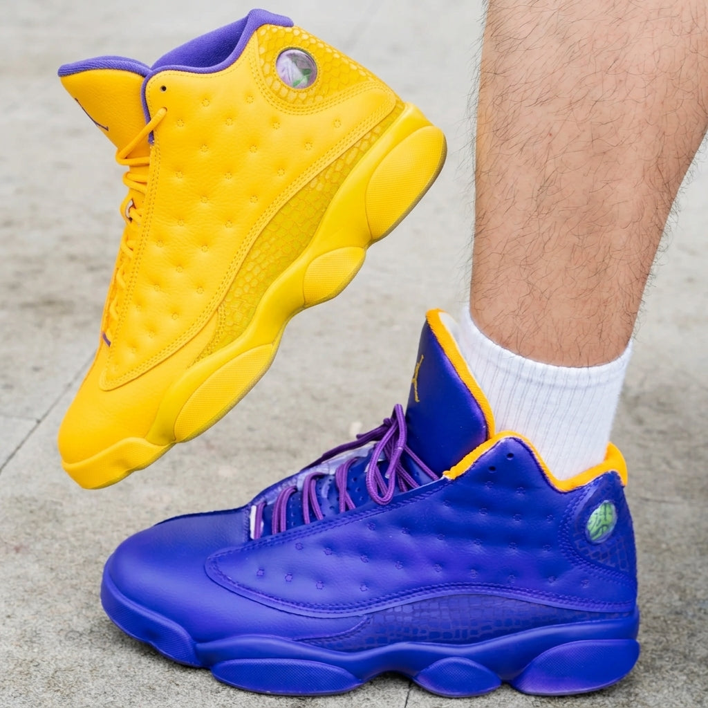 Custom Nike Air Jordan 13 Yellow Purple Kobe Inspired-oicustom