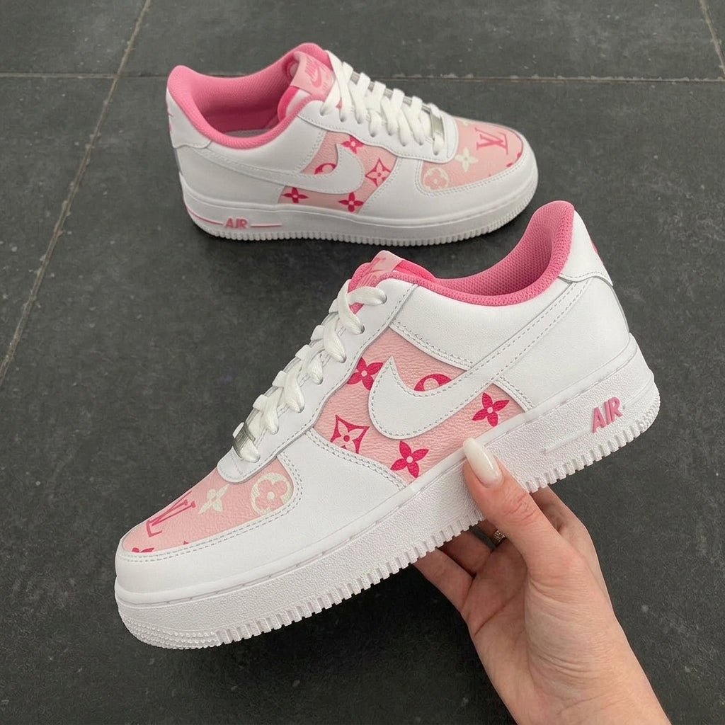 Pastel Pink Luxury Custom Air Force 1 Sneakers-oicustom