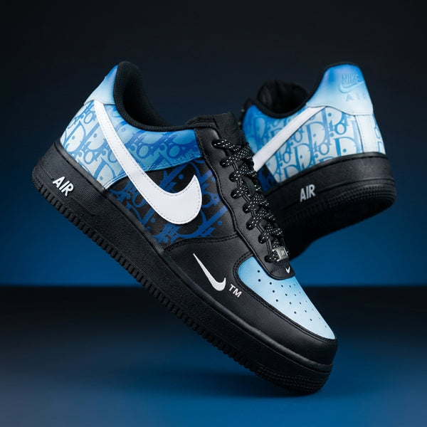 Hand Painted Blue Gradient Custom Air Force 1 Sneakers-oicustom