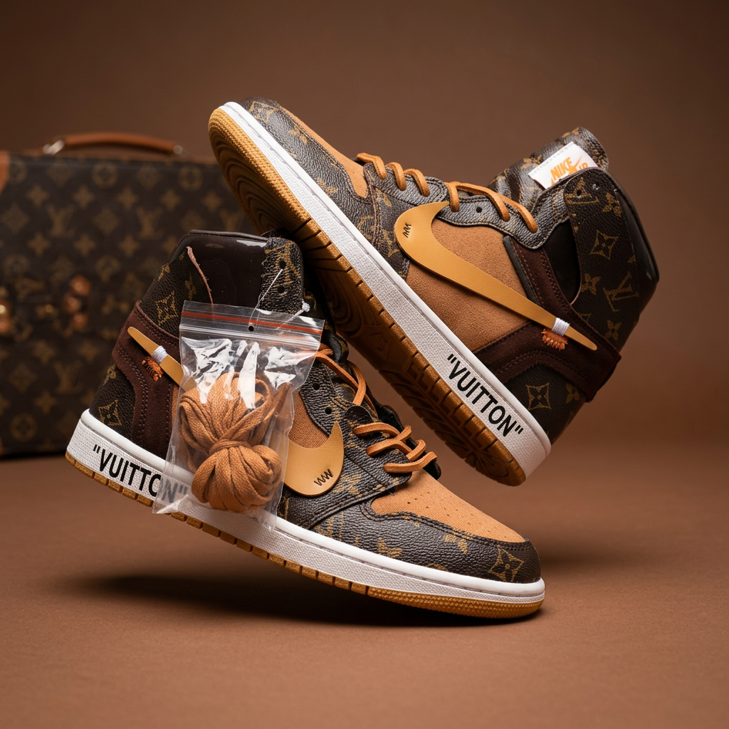 Hand Painted Custom Air Jordan 1 Brown High Top Sneakers