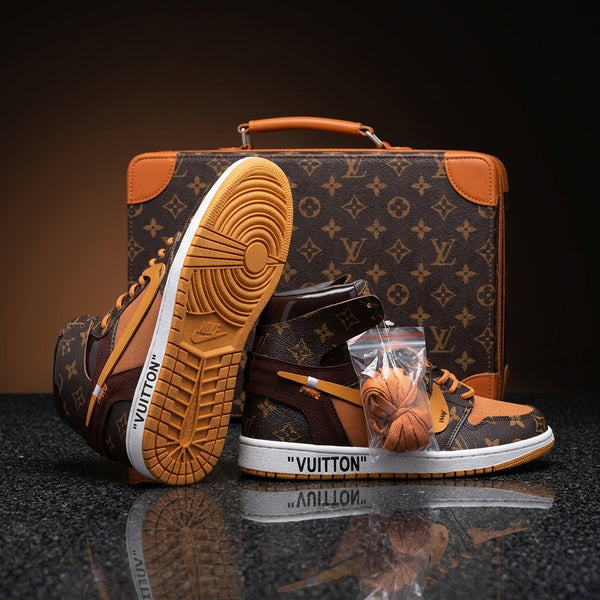 Hand Painted Custom Air Jordan 1 Brown High Top Sneakers-oicustom