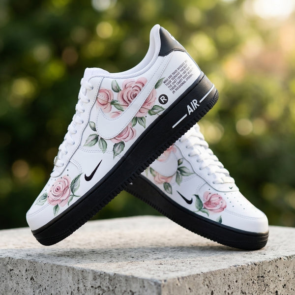 Hand Painted Pink Rose Custom Air Force 1 Sneakers-oicustom
