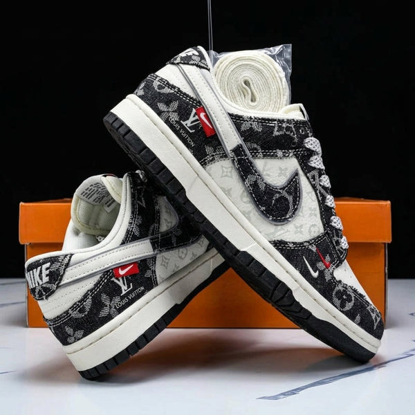 Hand Painted Black White Denim Custom Sneakers-oicustom