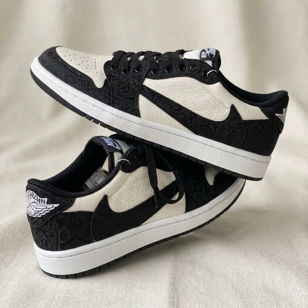 Hand Painted Black Paisley Custom Air Force 1 Sneakers-oicustom