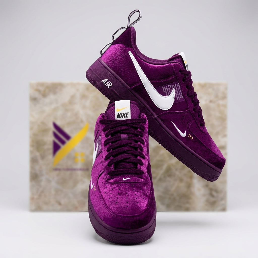 Handmade Purple Velvet Custom Air Force 1 Sneakers