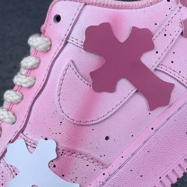 Hand Painted Pink Cross Custom Air Force 1 Sneakers-oicustom