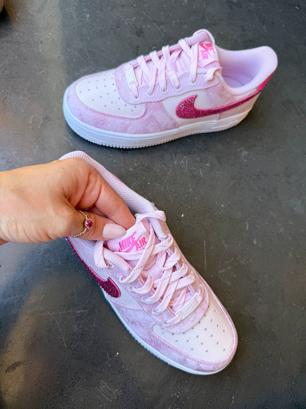 Pink Rhinestone Hand Painted Custom Air Force 1 Sneakers-oicustom