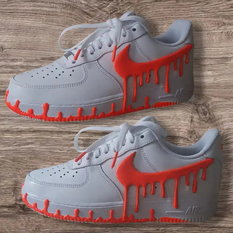 Handmade 3D Drip Effect Multi-color (Glow In Dark Available) Custom Air Force 1 Custom Sneakers Unisex Trendy Streetwear Casual Shoes