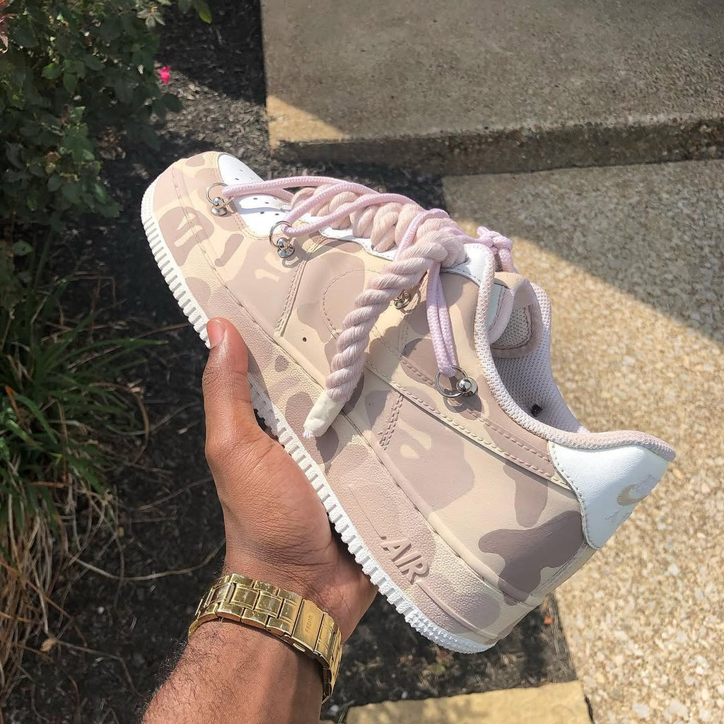 Hand Painted Camo Rope Lace Custom Air Force 1 Sneakers-oicustom