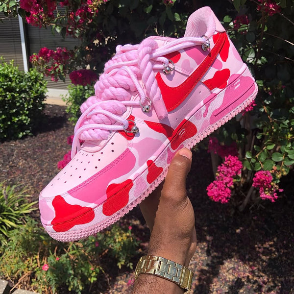 Hand Painted Camo Rope Lace Custom Air Force 1 Sneakers-oicustom