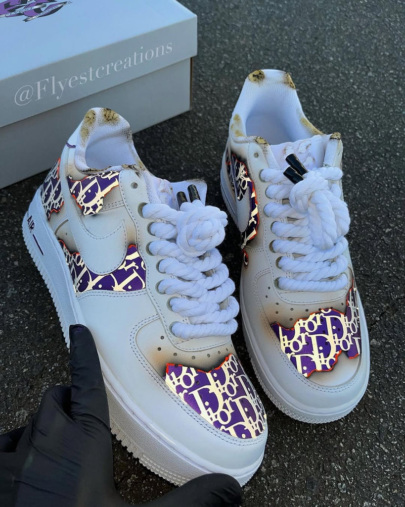 Hand Painted Purple Custom Air Force 1 Sneakers-oicustom