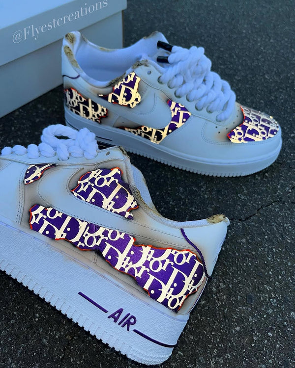 Hand Painted Purple Custom Air Force 1 Sneakers-oicustom