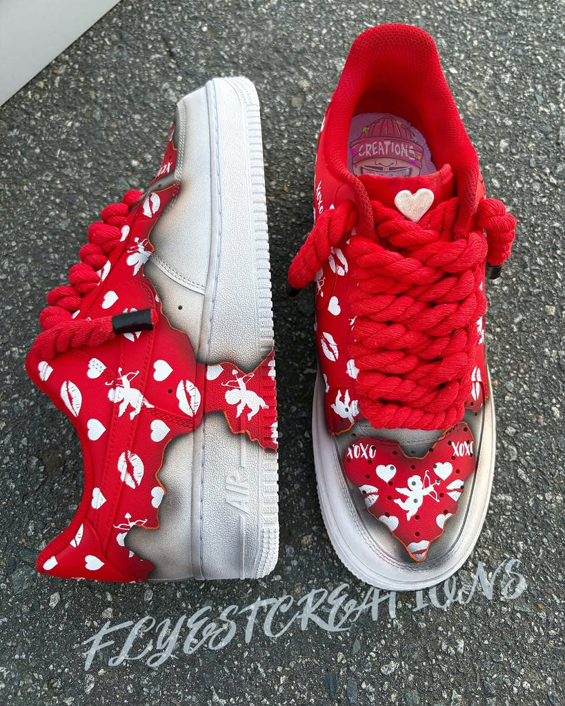 Hand Painted Red Cupid Custom Air Force 1 Sneakers-oicustom