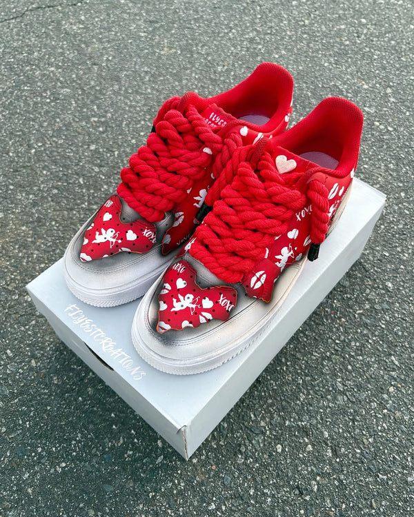 Hand Painted Red Cupid Custom Air Force 1 Sneakers-oicustom