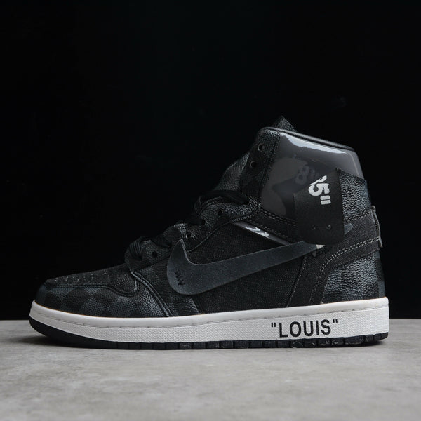 Custom Air Jordan 1 BLACK OFF-LOUIS LV-oicustom
