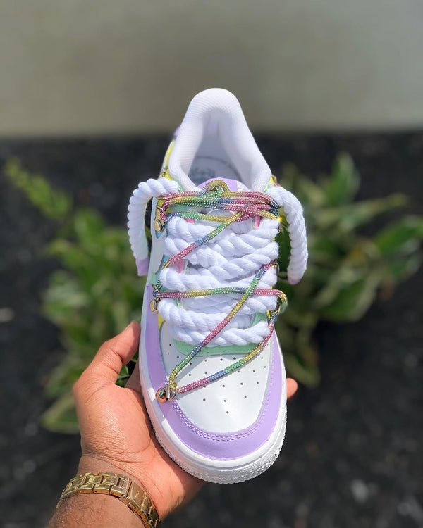 Hand Painted Pastel Custom Air Force 1 Rhinestone Sneakers-oicustom
