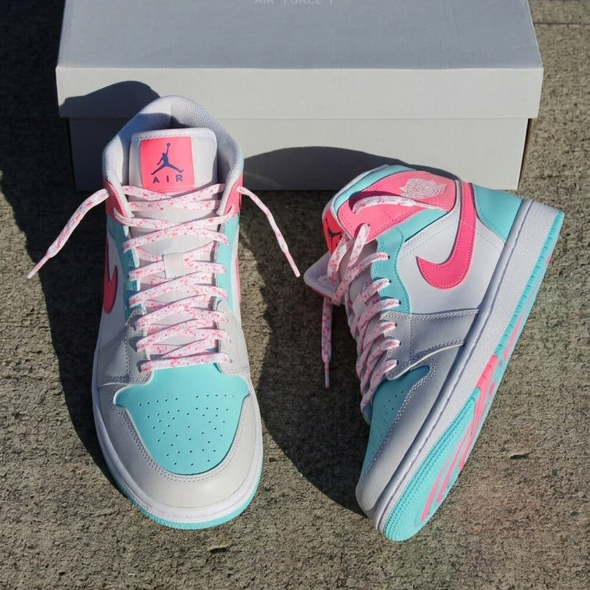 Custom AJ 1s Shoes Macaron Mint Green Pink