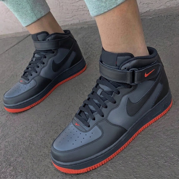 Custom AF 1s Shoes Black Red High-oicustom