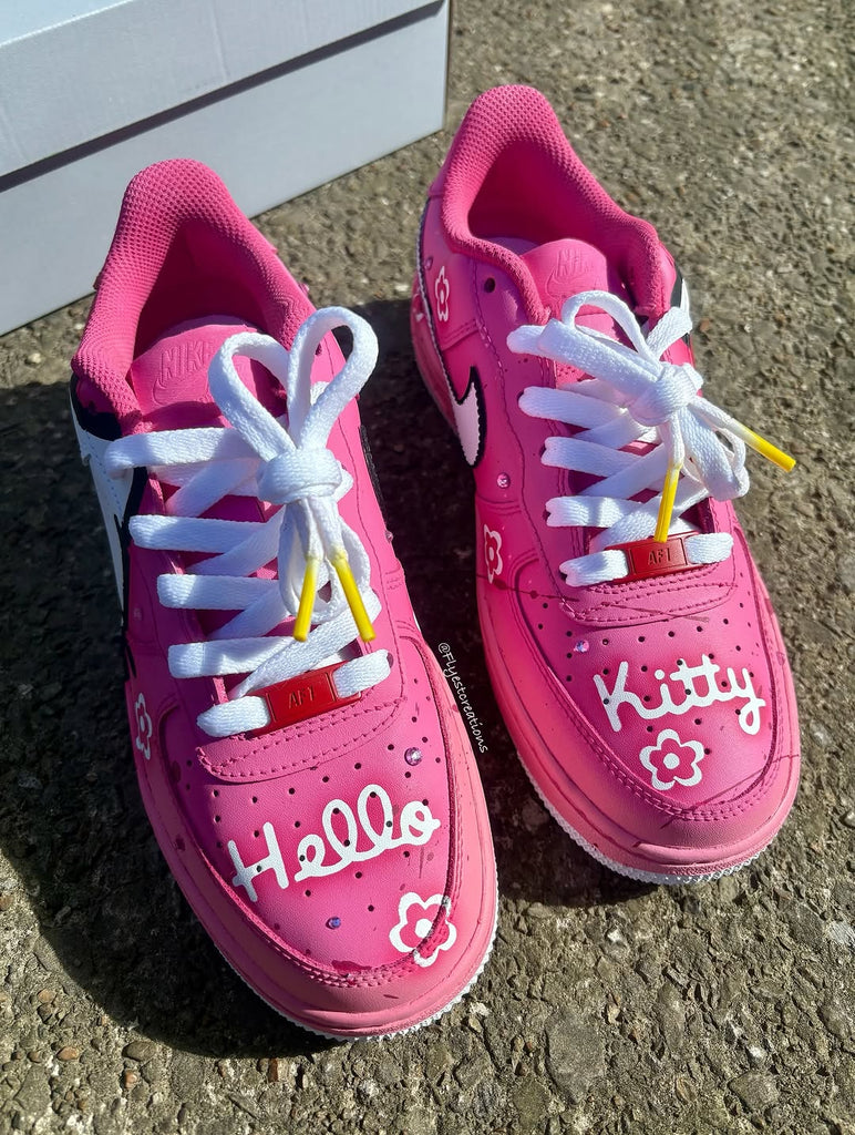Hand Painted Hello Kitty Pink Custom Air Force 1 Sneakers-oicustom