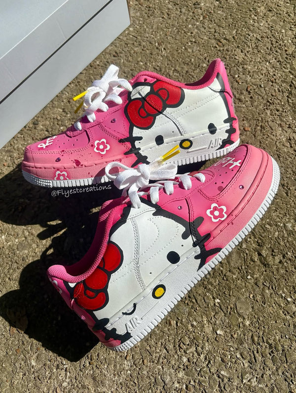 Hand Painted Hello Kitty Pink Custom Air Force 1 Sneakers-oicustom