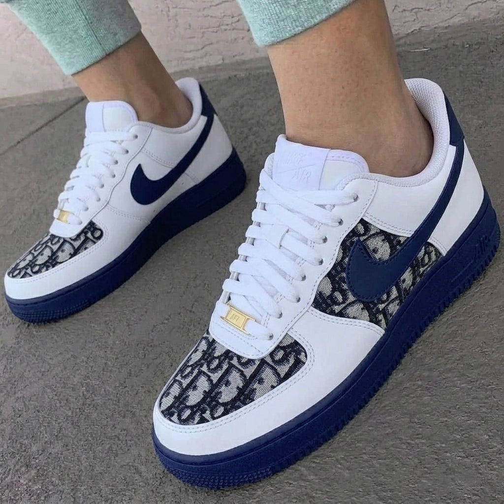 Custom AF 1s Shoes Dior Inspired Navy Blue