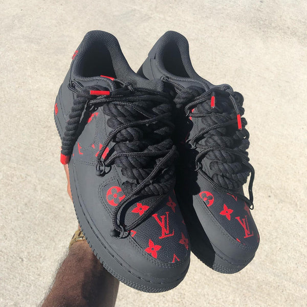 Hand Painted Black Red Custom Air Force 1 Sneakers-oicustom