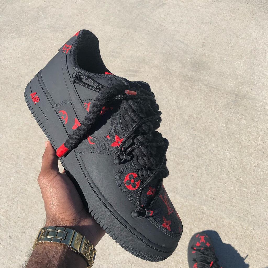 Hand Painted Black Red Custom Air Force 1 Sneakers-oicustom