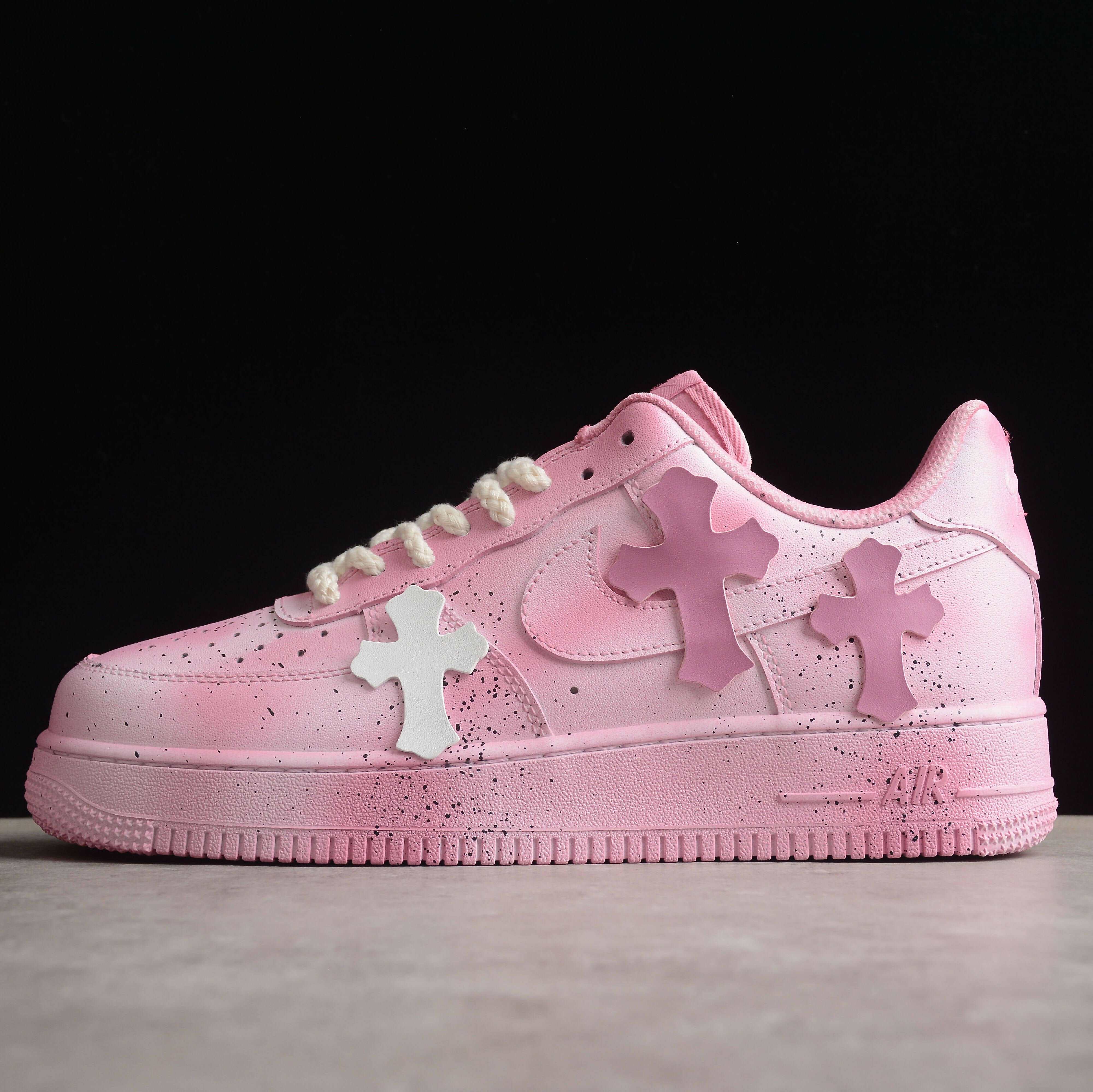 Custom Air Force 1 PINK/BLUE CHROME HEARTS – oicustom