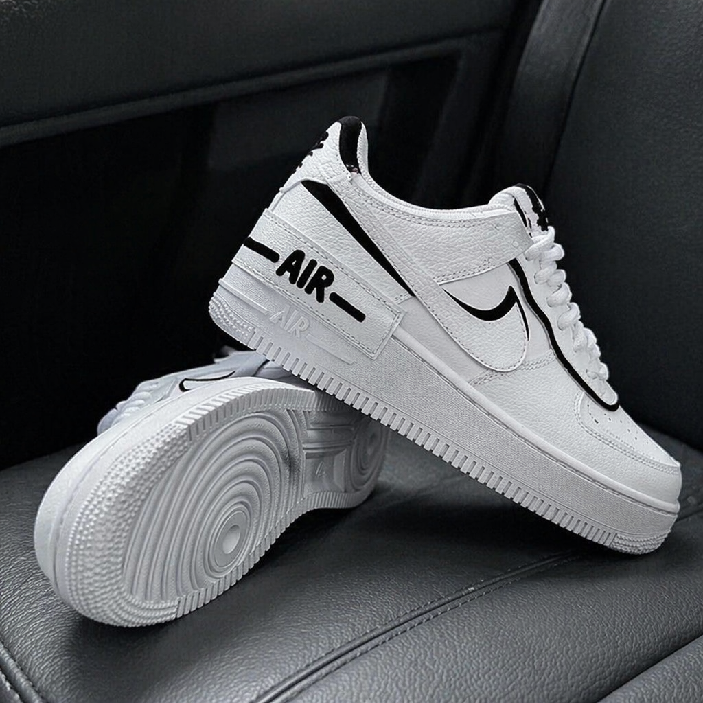 Custom Hand Painted Black & White Air Force 1 Sneakers