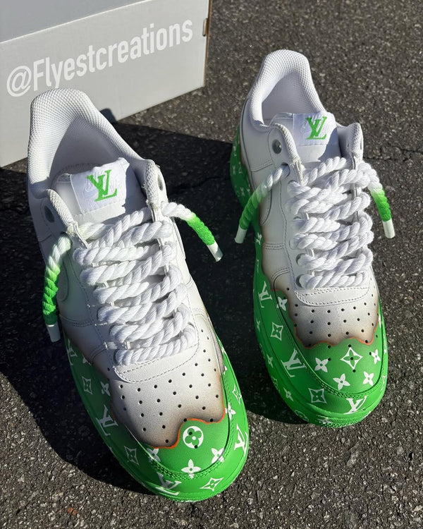 Custom Hand Painted Green Pattern Air Force 1 Sneakers-oicustom