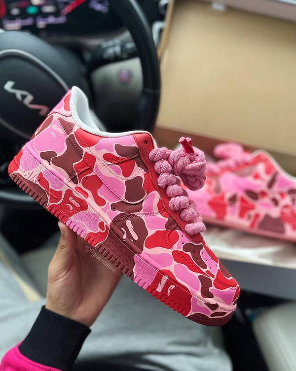 Hand Painted Pink Camo Custom Air Force 1 Sneakers-oicustom