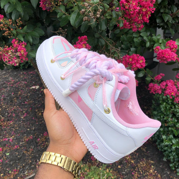 Hand Painted Pink Purple Custom Air Force 1 Sneakers-oicustom