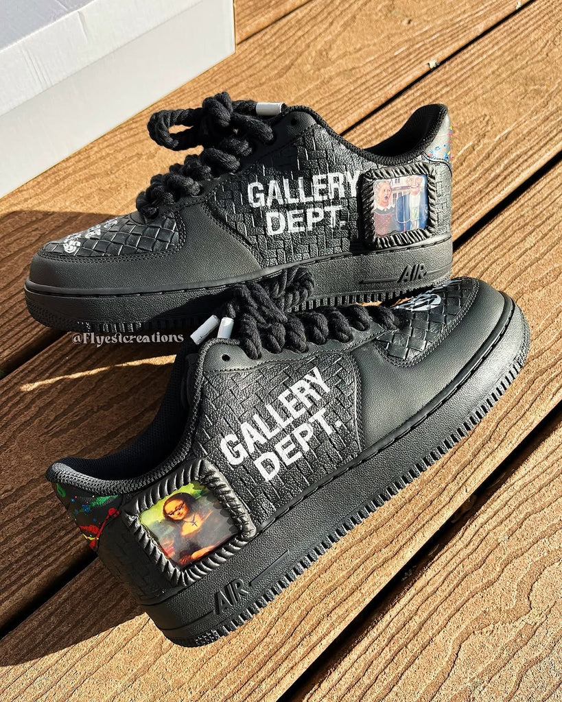 Hand Painted Gallery Dept. Custom Black Air Force 1 Sneakers