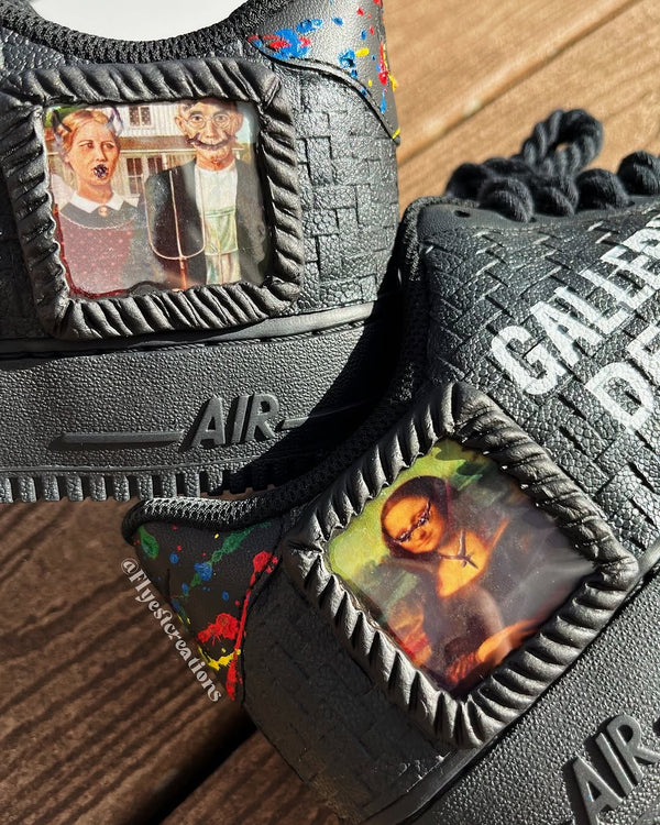 Hand Painted Gallery Dept. Custom Black Air Force 1 Sneakers-oicustom